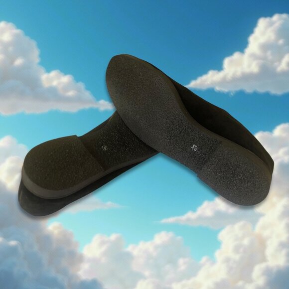 LUCCINI Elegant Black Suede Silver Elastic Ribbon Insert Loafers NEW Sz 7.5 - Picture 3 of 4